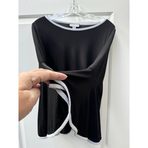 Sam and Jess Black/White Blouse‎ Contrast Trim Bell 3/4 Sleeve Women’s Petite LG - Picture 5 of 11